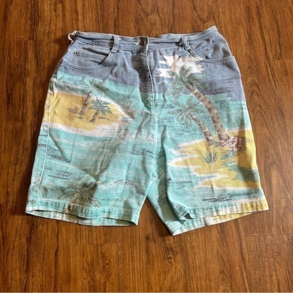 Vintage Together print denim shorts Hawaiian shorts 14 very good condition